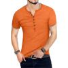 imageYTD Mens Casual Slim Fit Basic Henley Long Sleeve Fashion TShirtOrange