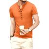 imageYTD Mens Casual Slim Fit Basic Henley Long Sleeve Fashion TShirtOrange