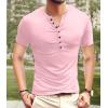 imageYTD Mens Casual Slim Fit Basic Henley Long Sleeve Fashion TShirtPink