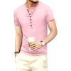 imageYTD Mens Casual Slim Fit Basic Henley Long Sleeve Fashion TShirtPink
