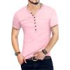 imageYTD Mens Casual Slim Fit Basic Henley Long Sleeve Fashion TShirtPink
