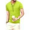 imageYTD Mens Casual Slim Fit Basic Henley Long Sleeve Fashion TShirtSafety Green
