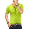 imageYTD Mens Casual Slim Fit Basic Henley Long Sleeve Fashion TShirtSafety Green
