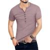 imageYTD Mens Casual Slim Fit Basic Henley Long Sleeve Fashion TShirtTaro Purple