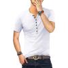imageYTD Mens Casual Slim Fit Basic Henley Long Sleeve Fashion TShirtWhite