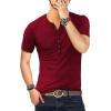 imageYTD Mens Casual Slim Fit Basic Henley Long Sleeve Fashion TShirtWine Red
