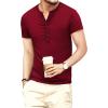 imageYTD Mens Casual Slim Fit Basic Henley Long Sleeve Fashion TShirtWine Red