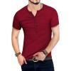imageYTD Mens Casual Slim Fit Basic Henley Long Sleeve Fashion TShirtWine Red