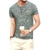 imageYTD Mens Fashion Casual Slim Fit Basic Henley ShortLong Sleeve Lightweight Summer TShirt04 Dark Green