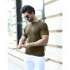 imageYTD Mens Muscle T Shirts Stretch Short Sleeve Workout Tee Casual Slim Fit Henley ShirtArmy Green