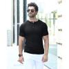 imageYTD Mens Muscle T Shirts Stretch Short Sleeve Workout Tee Casual Slim Fit Henley ShirtBlack