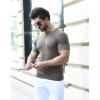 imageYTD Mens Muscle T Shirts Stretch Short Sleeve Workout Tee Casual Slim Fit Henley ShirtGray