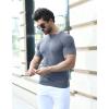 imageYTD Mens Muscle T Shirts Stretch Short Sleeve Workout Tee Casual Slim Fit Henley ShirtLight Blue