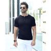 imageYTD Mens Muscle T Shirts Stretch Short Sleeve Workout Tee Casual Slim Fit Henley ShirtNavy