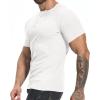 imageYTD Mens Muscle T Shirts Stretch Short Sleeve Workout Tee Casual Slim Fit Henley ShirtWhite