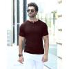 imageYTD Mens Muscle T Shirts Stretch Short Sleeve Workout Tee Casual Slim Fit Henley ShirtWine Red