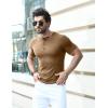 imageYTD Mens Muscle T Shirts Stretch Short Sleeve Workout Tee Casual Slim Fit Henley ShirtYellow
