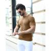 imageYTD Mens Muscle T Shirts Stretch Short Sleeve Workout Tee Casual Slim Fit Henley ShirtYellow