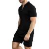 imageYTD Mens Short Sleeve Casual Polo Shirt and Shorts Sets Two Piece Summer Outfits Zip Polo Tracksuit Set for Men SXXLBlack