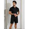 imageYTD Mens Short Sleeve Casual Polo Shirt and Shorts Sets Two Piece Summer Outfits Zip Polo Tracksuit Set for Men SXXLBlack