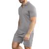 imageYTD Mens Short Sleeve Casual Polo Shirt and Shorts Sets Two Piece Summer Outfits Zip Polo Tracksuit Set for Men SXXLGrey