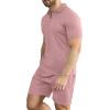 imageYTD Mens Short Sleeve Casual Polo Shirt and Shorts Sets Two Piece Summer Outfits Zip Polo Tracksuit Set for Men SXXLPink