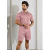 imageYTD Mens Short Sleeve Casual Polo Shirt and Shorts Sets Two Piece Summer Outfits Zip Polo Tracksuit Set for Men SXXLPink