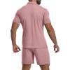 imageYTD Mens Short Sleeve Casual Polo Shirt and Shorts Sets Two Piece Summer Outfits Zip Polo Tracksuit Set for Men SXXLPink