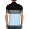 imageYTD Mens Short Sleeve Polo Shirts Casual Slim Fit Contrast Color Stitching Stripe Cotton Shirts01 Sky Blue
