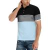 imageYTD Mens Short Sleeve Polo Shirts Casual Slim Fit Contrast Color Stitching Stripe Cotton Shirts01 Sky Blue
