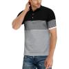 imageYTD Mens Short Sleeve Polo Shirts Casual Slim Fit Contrast Color Stitching Stripe Cotton Shirts02 Light Gray