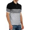 imageYTD Mens Short Sleeve Polo Shirts Casual Slim Fit Contrast Color Stitching Stripe Cotton Shirts02 Light Gray