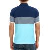 imageYTD Mens Short Sleeve Polo Shirts Casual Slim Fit Contrast Color Stitching Stripe Cotton Shirts04 Blue