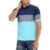 imageYTD Mens Short Sleeve Polo Shirts Casual Slim Fit Contrast Color Stitching Stripe Cotton Shirts04 Blue