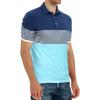 imageYTD Mens Short Sleeve Polo Shirts Casual Slim Fit Contrast Color Stitching Stripe Cotton Shirts04 Blue