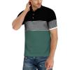 imageYTD Mens Short Sleeve Polo Shirts Casual Slim Fit Contrast Color Stitching Stripe Cotton Shirts05 Green