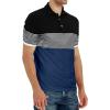 imageYTD Mens Short Sleeve Polo Shirts Casual Slim Fit Contrast Color Stitching Stripe Cotton Shirts06 Navy