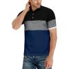 imageYTD Mens Short Sleeve Polo Shirts Casual Slim Fit Contrast Color Stitching Stripe Cotton Shirts06 Navy