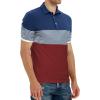 imageYTD Mens Short Sleeve Polo Shirts Casual Slim Fit Contrast Color Stitching Stripe Cotton Shirts07 Wine Red
