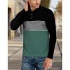imageYTD Mens Short Sleeve Polo Shirts Casual Slim Fit Contrast Color Stitching Stripe Cotton ShirtsLong Sleeve Green
