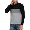 imageYTD Mens Short Sleeve Polo Shirts Casual Slim Fit Contrast Color Stitching Stripe Cotton ShirtsLong Sleeve Light Gray