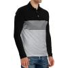 imageYTD Mens Short Sleeve Polo Shirts Casual Slim Fit Contrast Color Stitching Stripe Cotton ShirtsLong Sleeve Light Gray