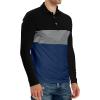 imageYTD Mens Short Sleeve Polo Shirts Casual Slim Fit Contrast Color Stitching Stripe Cotton ShirtsLong Sleeve Navy