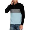 imageYTD Mens Short Sleeve Polo Shirts Casual Slim Fit Contrast Color Stitching Stripe Cotton ShirtsLong Sleeve Sky Blue