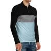 imageYTD Mens Short Sleeve Polo Shirts Casual Slim Fit Contrast Color Stitching Stripe Cotton ShirtsLong Sleeve Sky Blue