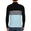 imageYTD Mens Short Sleeve Polo Shirts Casual Slim Fit Contrast Color Stitching Stripe Cotton ShirtsLong Sleeve Sky Blue