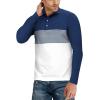 imageYTD Mens Short Sleeve Polo Shirts Casual Slim Fit Contrast Color Stitching Stripe Cotton ShirtsLong Sleeve White