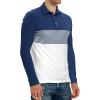 imageYTD Mens Short Sleeve Polo Shirts Casual Slim Fit Contrast Color Stitching Stripe Cotton ShirtsLong Sleeve White