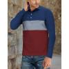 imageYTD Mens Short Sleeve Polo Shirts Casual Slim Fit Contrast Color Stitching Stripe Cotton ShirtsLong Sleeve Wine Red