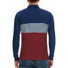 imageYTD Mens Short Sleeve Polo Shirts Casual Slim Fit Contrast Color Stitching Stripe Cotton ShirtsLong Sleeve Wine Red
